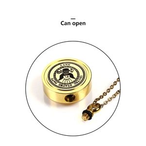 Goldene Zylinder-Halskette aus Edelstahl mit US Navy Emblem für Asche-Andenken
