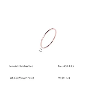 Minimalist 18K gold plated stainless steel 2mm thin band ring for women