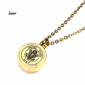 Poliertes Gold US Army Emblem Anhänger Halskette mit detailliertem Adler und Wappen