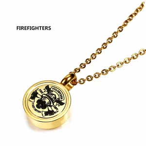 Poliertes Gold Feuerwehr Gedenkanhänger mit Volunteer Fire Dept Gravur Details