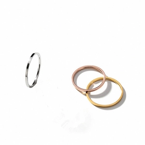 Set of three minimalist 18K gold plated thin titanium steel stacking rings for women