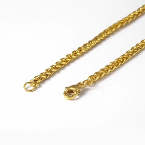 Collier chaîne épi en acier titane plaqué or 18 carats pour homme avec fermoir