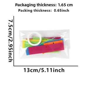 Detailed dimensions of DIY felt party ornament kit in transparent plastic packaging