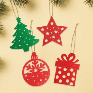 Christmas felt ornaments set featuring tree, snowflake, and star for festive tree decoration