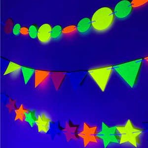 Ghirlande fluo in feltro a cerchi triangoli e stelle per decorazioni di feste di compleanno