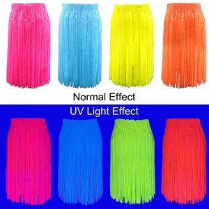 Gonna di paglia fluorescente 50cm per feste con effetti normale e luce nera