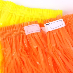 50cm neon plastic fringe grass skirt with velcro waist for Halloween party and cheerleading