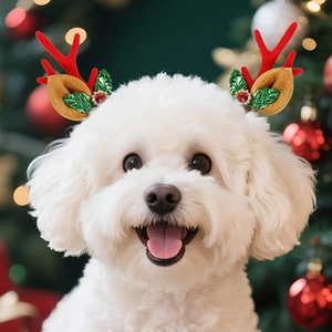 Cute pet Christmas reindeer antlers hair clip for dogs and cats with festive ornaments