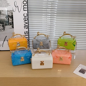 Acrylic Marble Box Bag Vintage Animal Handle Evening Clutch Handbag For Women Chic Party Crossbody Chain Purse