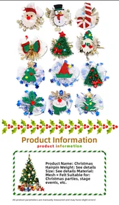 Close-up of assorted Christmas pet hair clips featuring Santa, reindeer and glitter stars