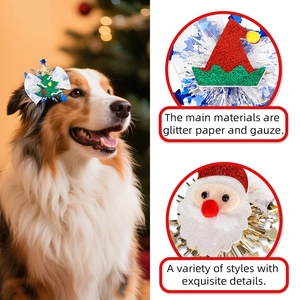 Christmas pet hair clip set with mesh and glitter motifs of Santa and Xmas trees