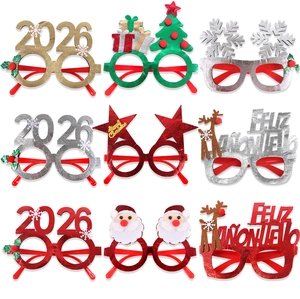Spanish Feliz Navidad Feliz Año Nuevo Christmas Party Glasses Frames Glitter Reindeer Snowman Xmas Party Favor For Adults Kids