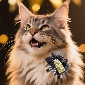 Serre-tête de Nouvel An pour animaux en forme de bouteille avec plumes noires