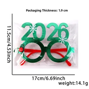 Detailed view of 2026 Christmas glitter glasses with snowflakes and weight dimensions