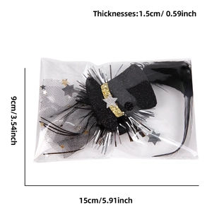 Mini chapeau haut de forme noir pour animaux avec paillettes et étoiles dimensions vues