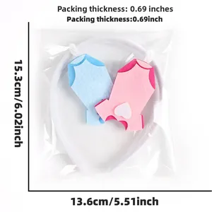 Detailed size view of pink and blue baby footprint headbands for gender reveal parties
