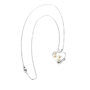Collana a cuore per ceneri animali con impronte dorate gioiello commemorativo