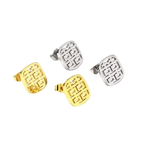 Orecchini a perno Double Happiness minimalisti traforati in oro e argento set