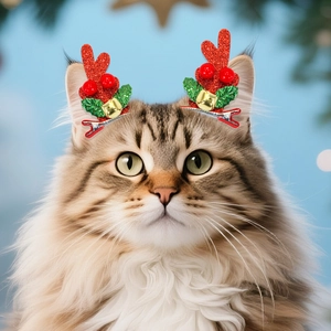 Christmas reindeer antler hair clips with bells for cats and small dogs festive pet decor