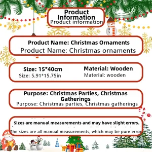 Spécifications détaillées de taille pour le train de Noël en bois décoratif 15x40cm