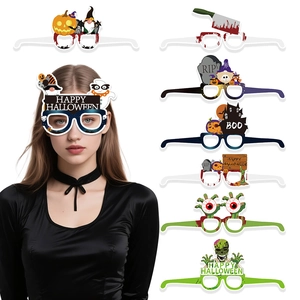 Halloween Decorative Paper Glasses Pumpkin Ghost Eyeball Funny Party Photo Props Eyewear For Kids Adults