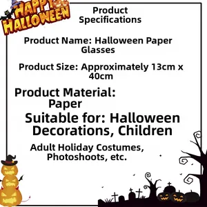 Detailed size specifications for Halloween paper glasses showing 13cm by 40cm dimensions