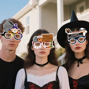 Funny Halloween paper glasses featuring pumpkins and ghosts for festive party props