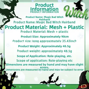 Detail view of the 90cm mesh witch broomstick dimensions and Halloween party prop specs