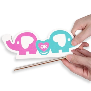 Gender reveal wooden elephant desk ornament for baby shower party decoration