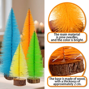 Macro detail of colorful mini pine trees with a 2cm thick natural solid wood base