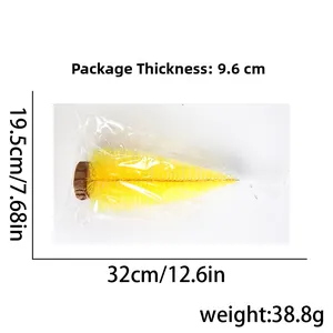Miniature yellow glowing Christmas tree dimension guide with wood base in packaging