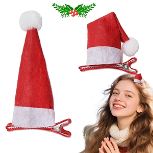 Detailansicht von 2er-Pack Mini-Weihnachtsmützen-Haarspangen mit Entenschnabel-Clip