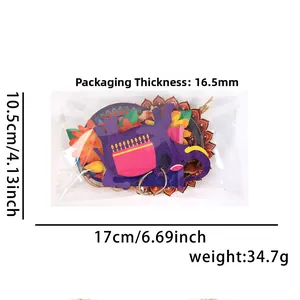 Détails du pendentif éléphant en bois violet montrant la taille d'emballage 17x10,5 cm