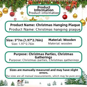 Detailed dimension guide for Christmas DIY wooden tag ornaments with 5x7cm size specs