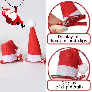 Festliches Set aus roten Weihnachtsmützen-Haarspangen mit weißen Pompons für Kinder