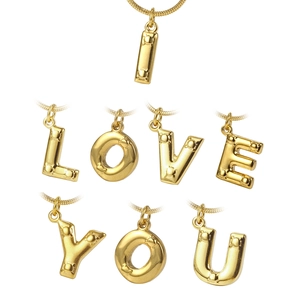 Initial Letter Pendant Necklace Stainless Steel 18K Gold Plated Alphabet A-Z Personalized Jewelry For Men Women Snake Chain