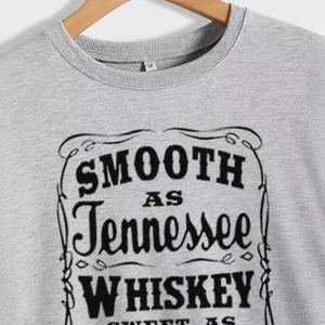 Grey crewneck sweatshirt featuring Smooth as Tennessee Whiskey vintage graphic print