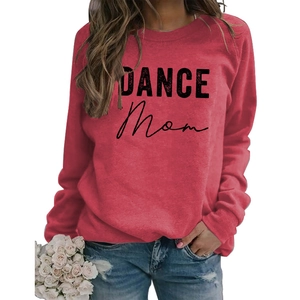 Women's red oversized sweatshirt with DANCE MOM print and comfortable round neck