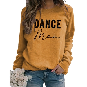 Ginger yellow long-sleeve DANCE MOM sweatshirt with a casual crew neck and loose fit