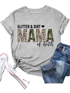 Flat lay of gray T-shirt with GLITTER DIRT print styled with denim shorts and sneakers