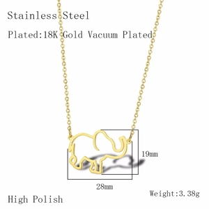 Detail der 18K gold vakuumplattierten hohlen Elefanten-Halskette aus Edelstahl