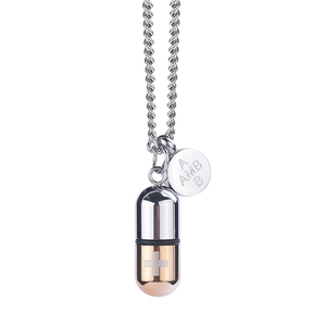 Collar Con Colgante De Cápsula De Acero De Titanio Que Se Abre Patrón De Cruz Hip Hop Streetwear Cadena De Cuerda Ajustable Joyería Unisex