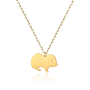 Collier minimaliste en acier inoxydable doré avec pendentif cochon d'Inde poli pour femme