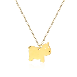 Minimalistische goldene Nilpferd-Halskette aus Edelstahl mit süßem Cartoon-Design