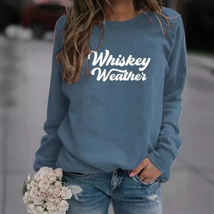 Blue-grey Whiskey Weather long sleeve sweatshirt in loose fit with casual streetwear style