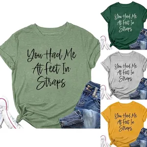 Maglietta da Donna in Misto Cotone Girocollo Manica Corta Con Stampa Artistica di Lettere Stile Streetwear Tee Estiva