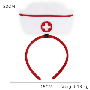Nurse hat headband for graduation parties with a red cross and felt fabric detail