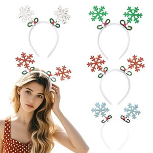 Christmas snowflake headband set with colorful glitter berries for holiday party hair decor