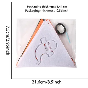Halloween felt bunting banner dimensions showing flag size and packaging thickness