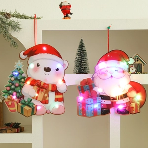 LED Christmas hanging ornaments featuring Santa and Polar Bear for holiday decoration